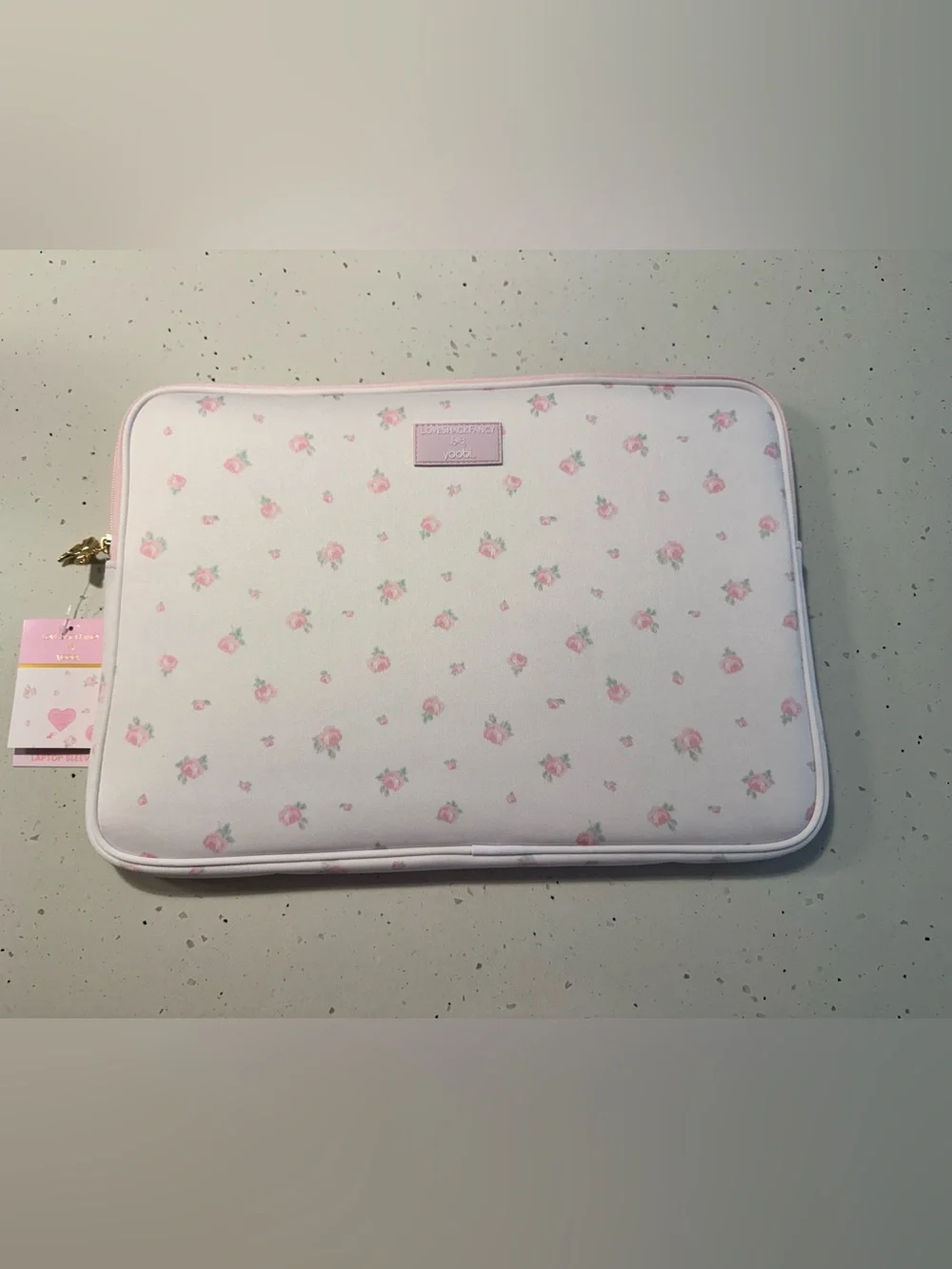 LoveShackFancy x Yoobi Pink Floral Laptop Sleeve - Blooming Heirloom